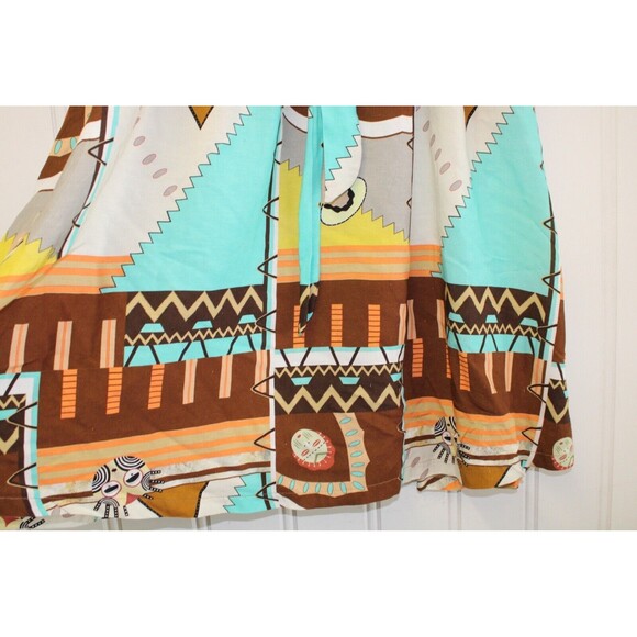 Baci Linen Blend Aztec Patchwork Belted Maxi Skirt Made In Italy Size Small S - Picture 8 of 10
